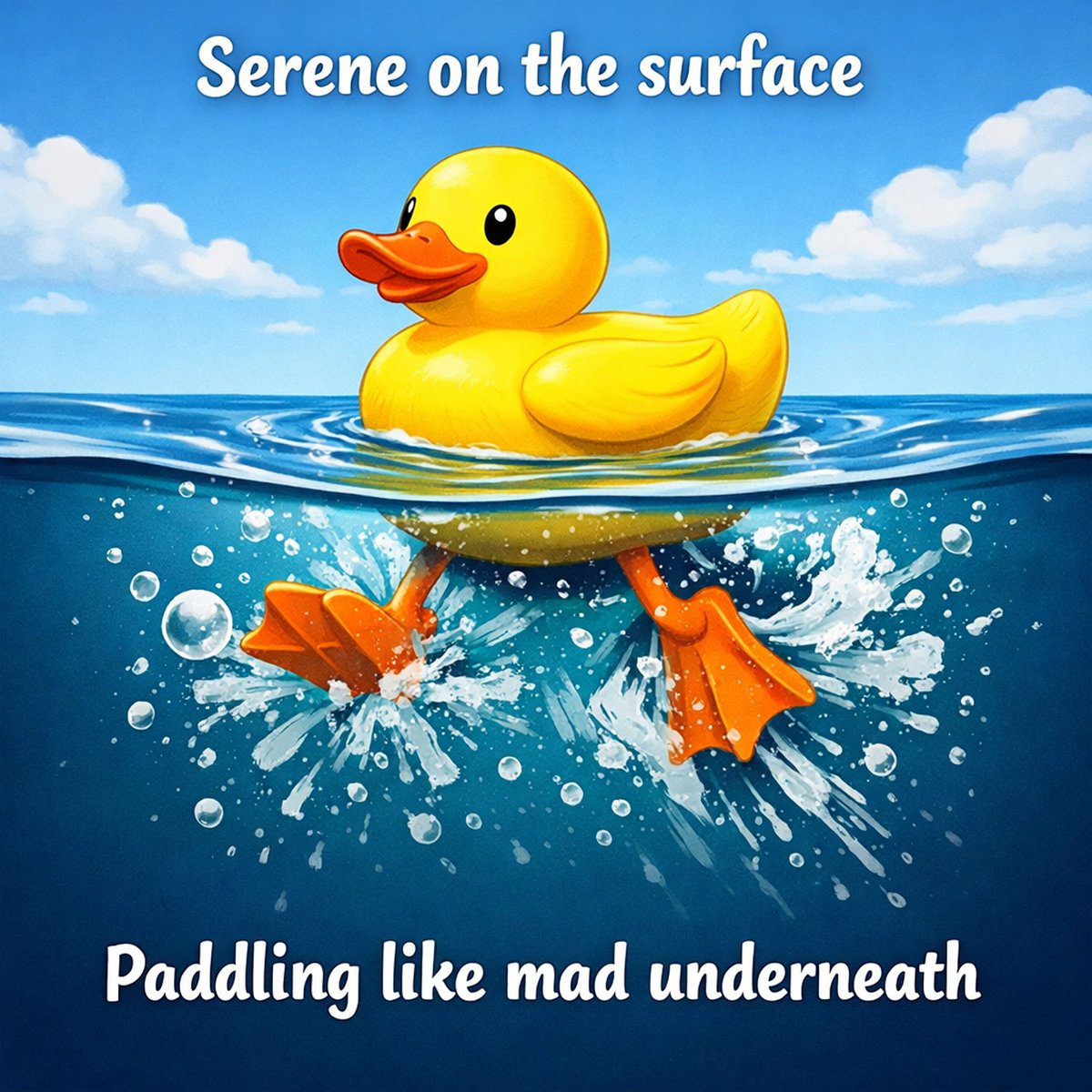 Serene on the surface, paddling like mad underneath.