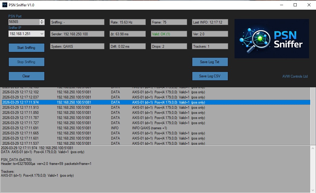 PSN Sniffer Screenshot